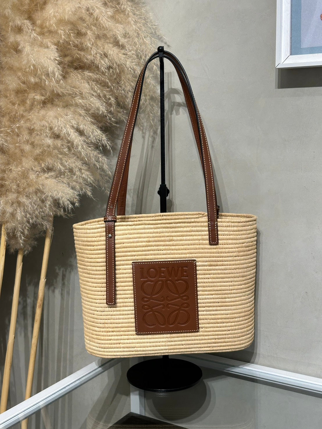LOEWE Paula's Ibiza草編包 - 棕