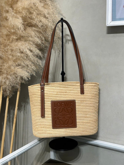 LOEWE Paula's Ibiza草編包 - 棕