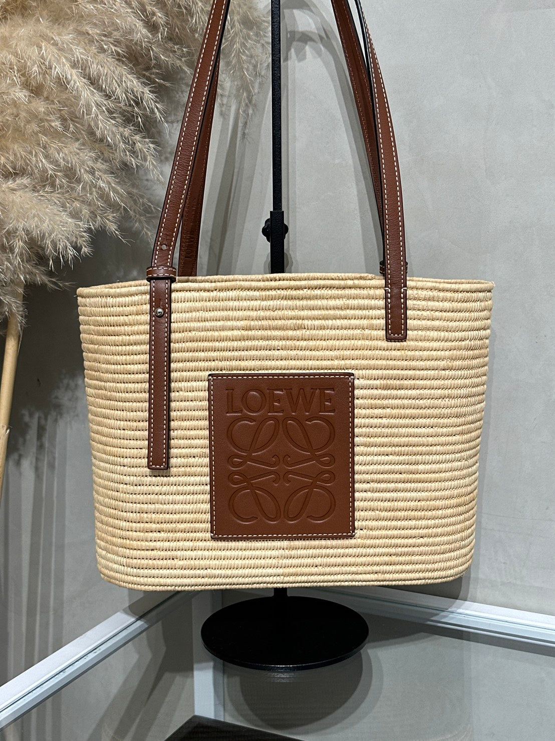 LOEWE Paula's Ibiza草編包 - 棕