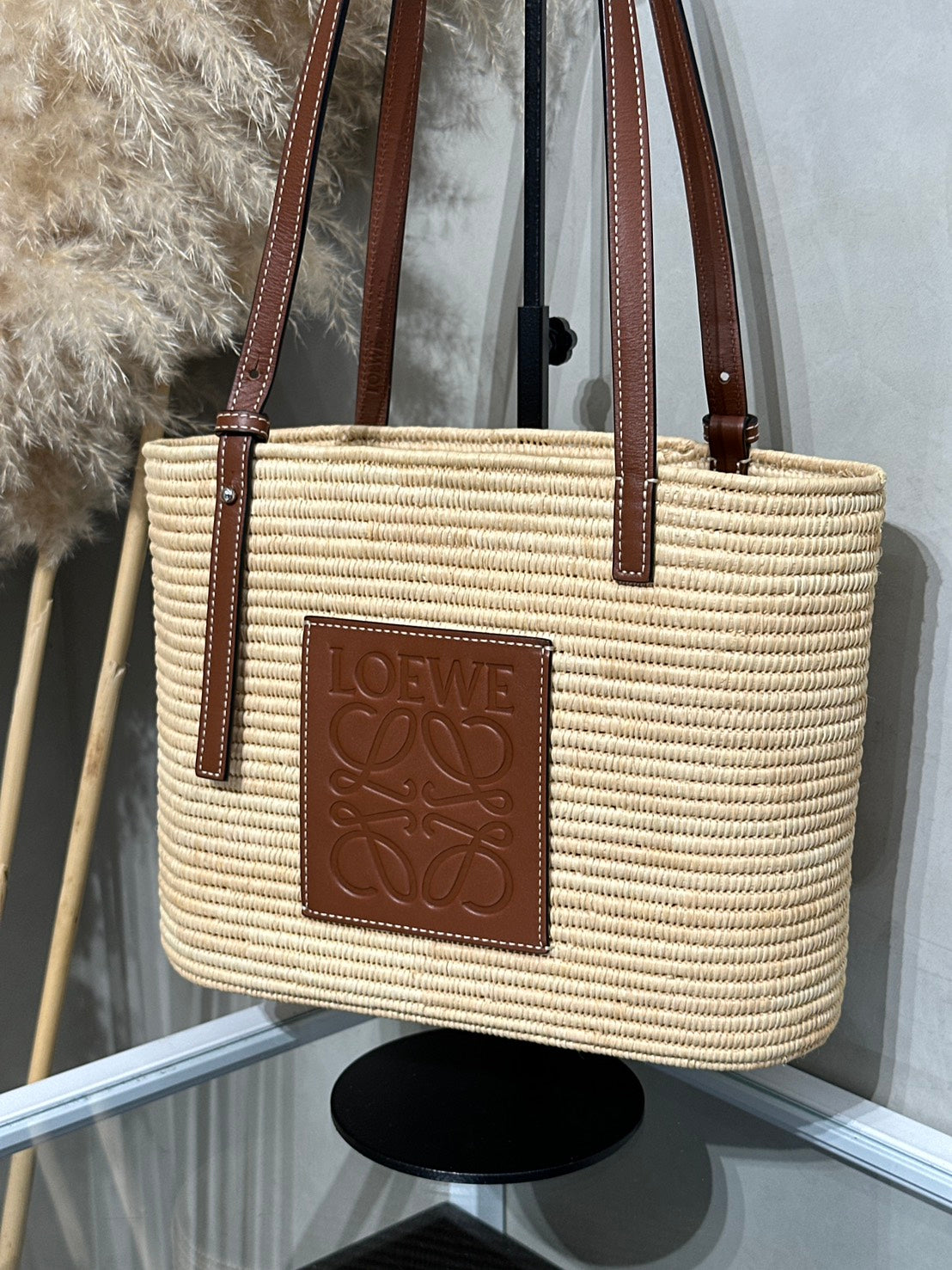 LOEWE Paula's Ibiza草編包 - 棕