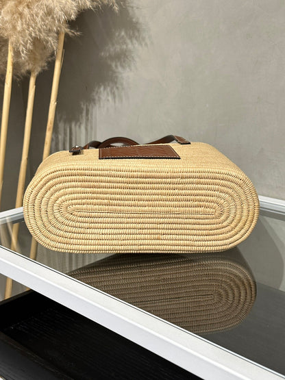 LOEWE Paula's Ibiza草編包 - 棕