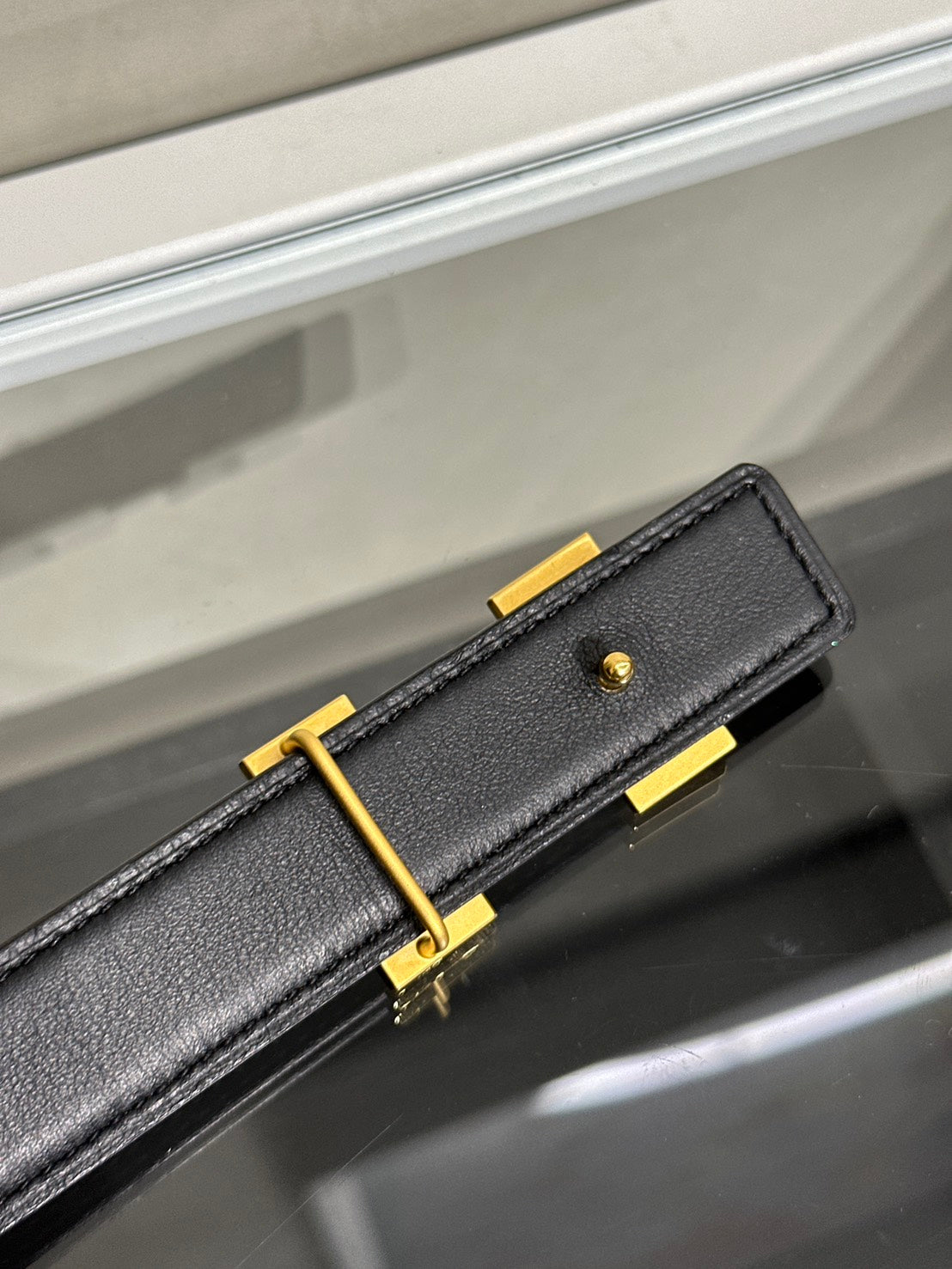 HERMES H金皮帶釦雙面腰帶 - 大象灰拚黑 70