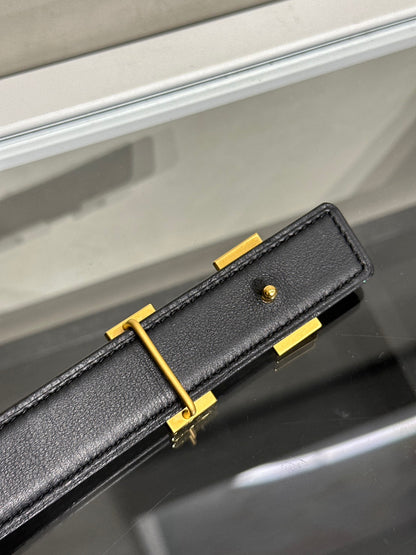 HERMES H金皮帶釦雙面腰帶 - 大象灰拚黑 70