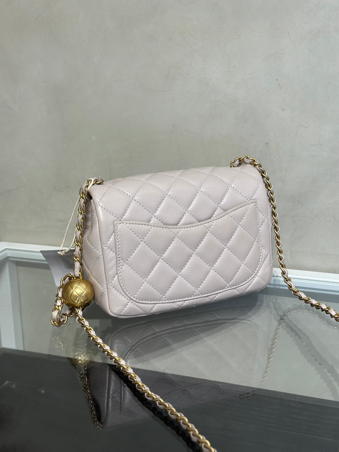 CHANEL 經典口蓋包方胖子 17 - 金球淺灰紫