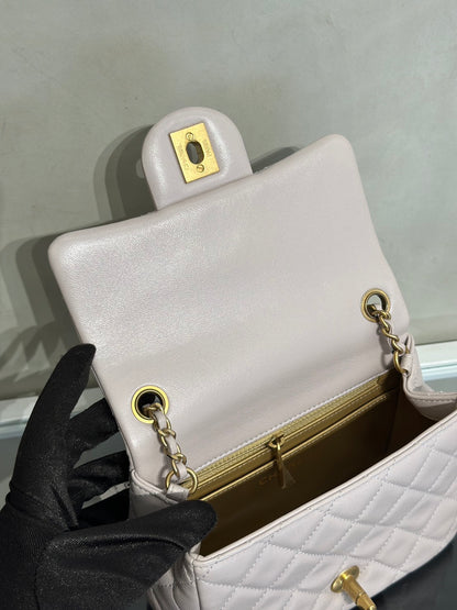 CHANEL 經典口蓋包方胖子 17 - 金球淺灰紫