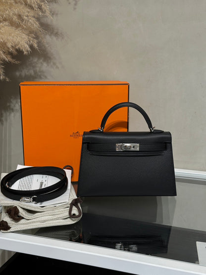 HERMES Mini Kelly ll - Noir 89 黑銀 G