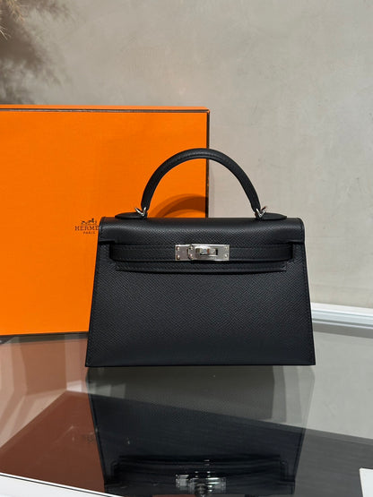HERMES Mini Kelly ll - Noir 89 黑銀 G