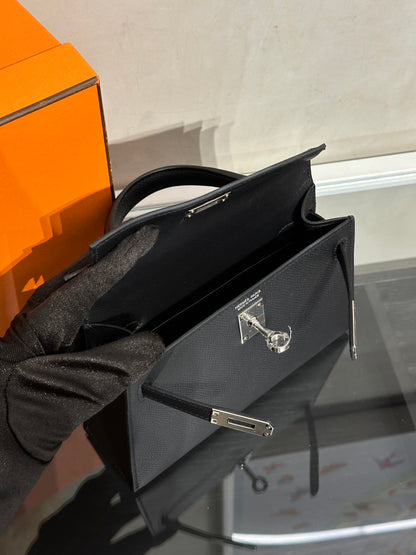 HERMES Mini Kelly ll - Noir 89 黑銀 G
