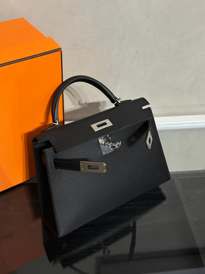 HERMES Mini Kelly ll - Noir 89 黑銀 G