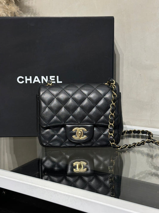 CHANEL 經典口蓋包方胖子 17 - 黑金