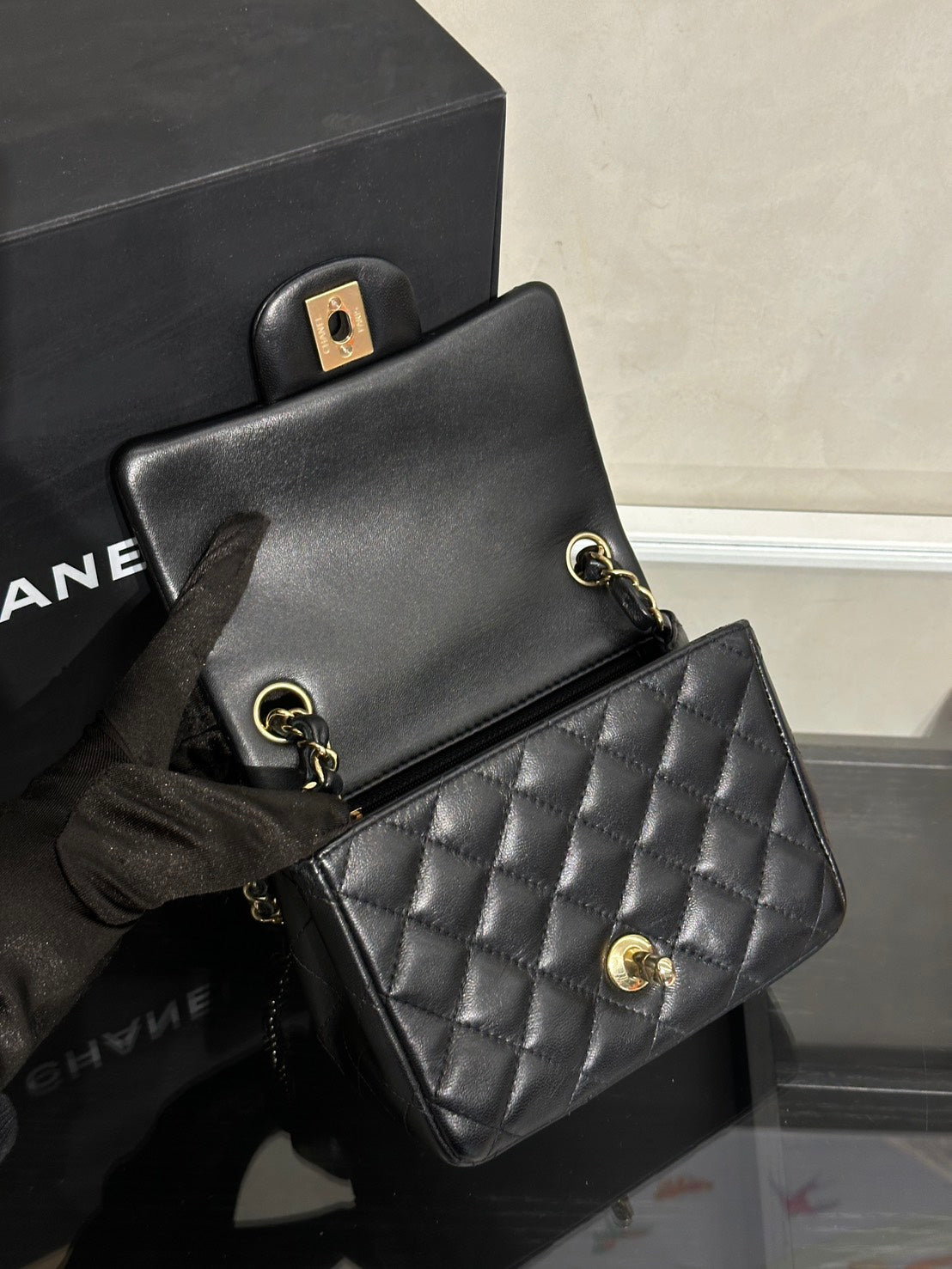 CHANEL 經典口蓋包方胖子 17 - 黑金