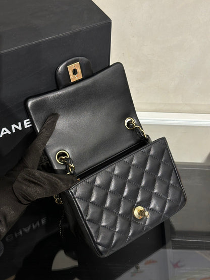 CHANEL 經典口蓋包方胖子 17 - 黑金