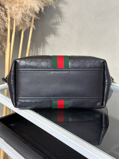 GUCCI Giglio皮革托特包 - 小號黑