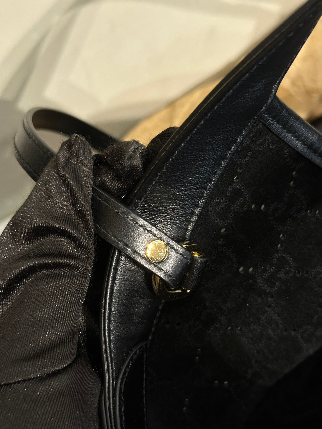 GUCCI Giglio皮革托特包 - 小號黑