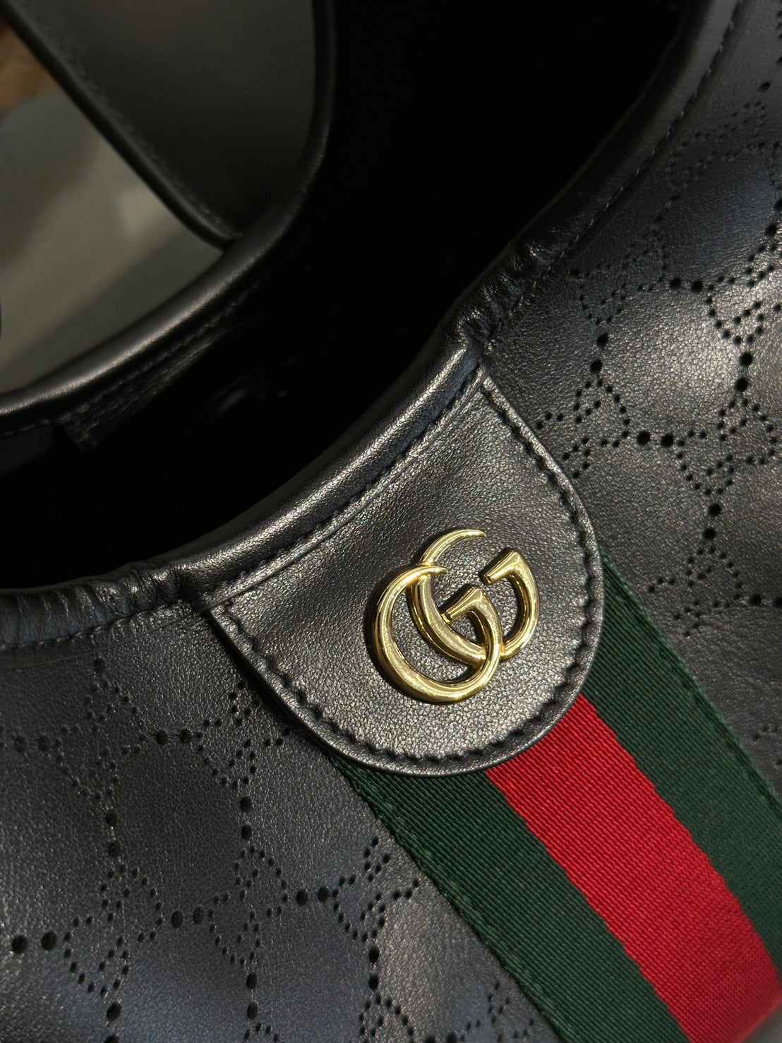 GUCCI Giglio皮革托特包 - 小號黑