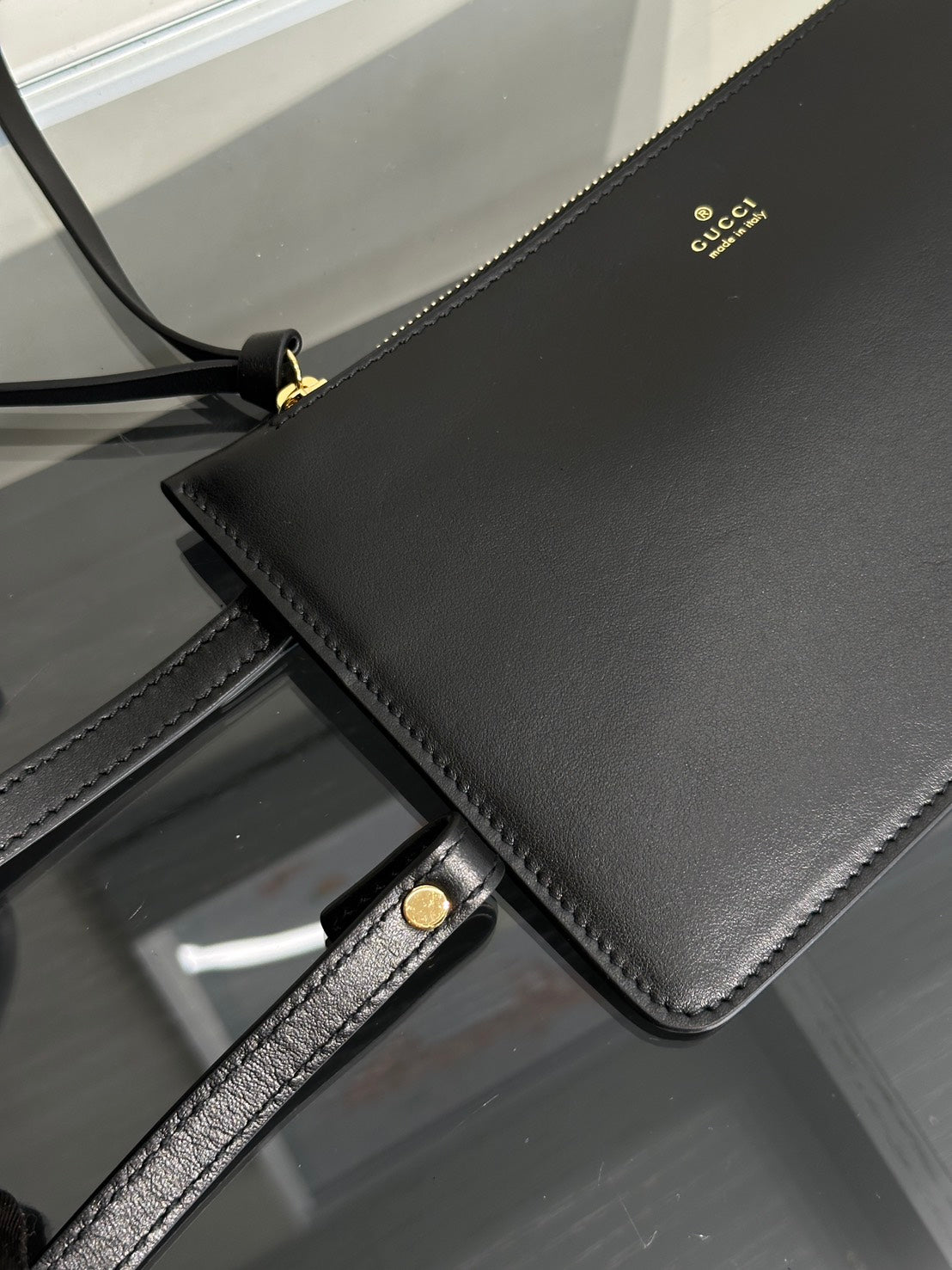 GUCCI Giglio皮革托特包 - 小號黑