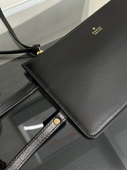 GUCCI Giglio皮革托特包 - 小號黑