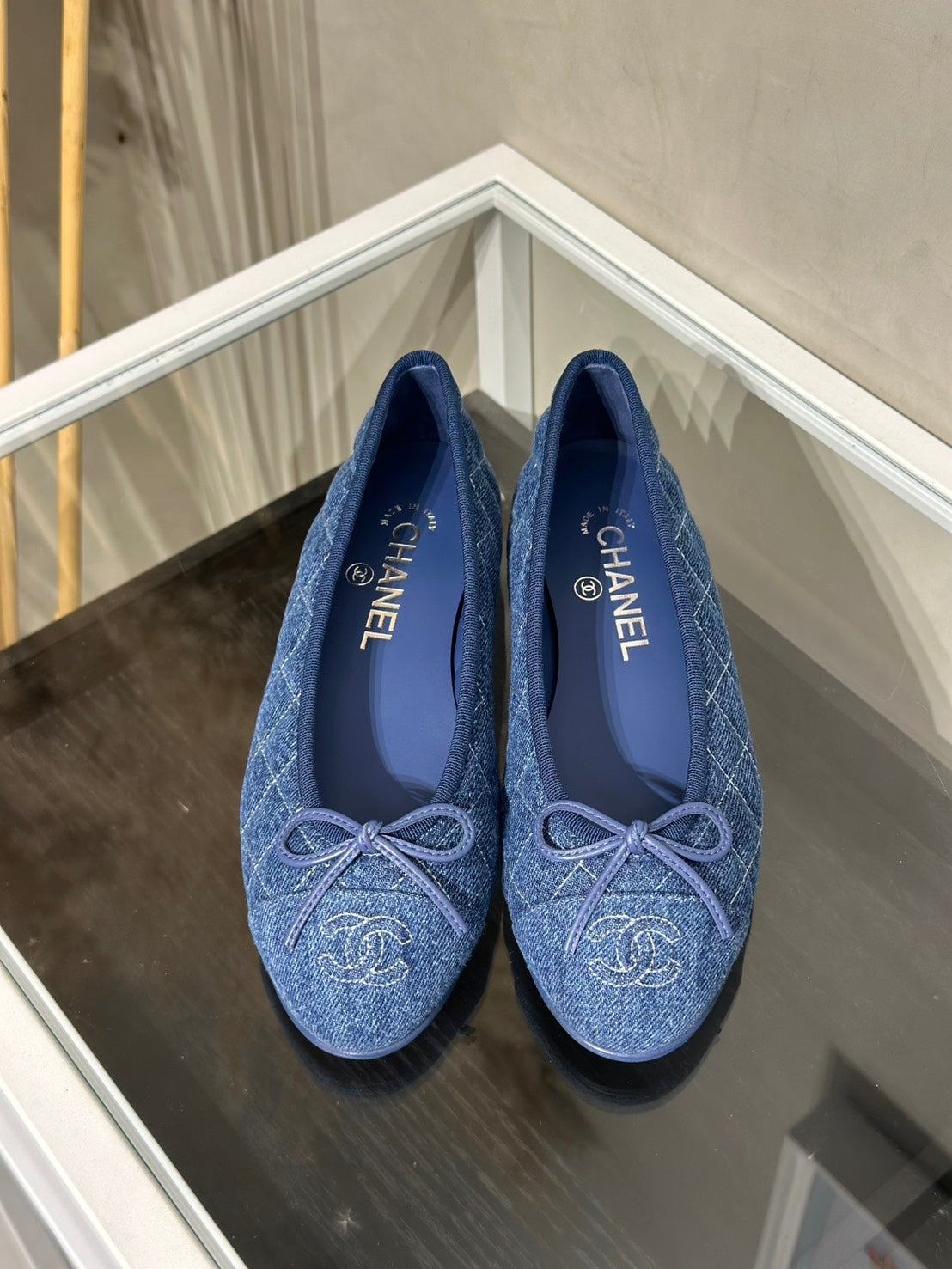 CHANEL 單寧牛仔芭蕾舞平底鞋 - 36