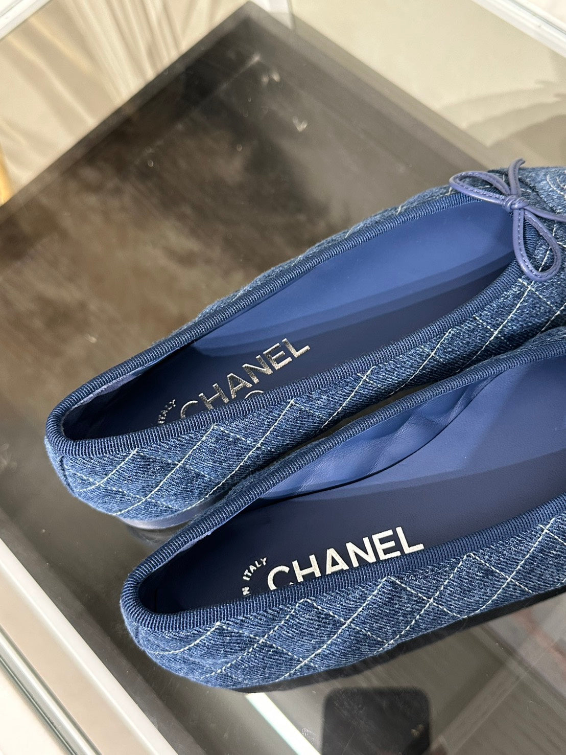 CHANEL 單寧牛仔芭蕾舞平底鞋 - 36