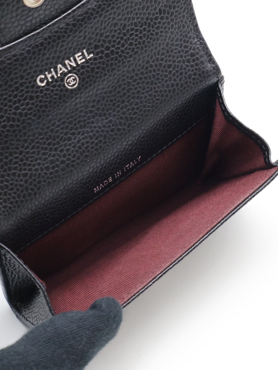 CHANEL 經典口蓋卡包 - 黑銀31開