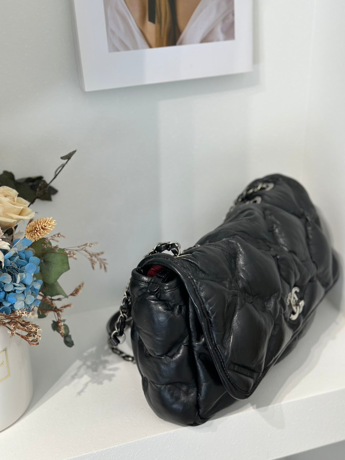 CHANEL 復古菱格紋泡泡包 - 黑銀23開