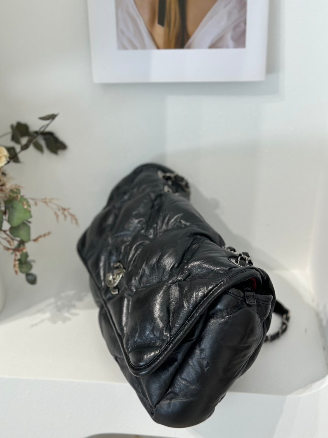 CHANEL 復古菱格紋泡泡包 - 黑銀23開