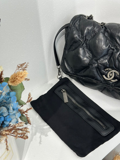 CHANEL 復古菱格紋泡泡包 - 黑銀23開