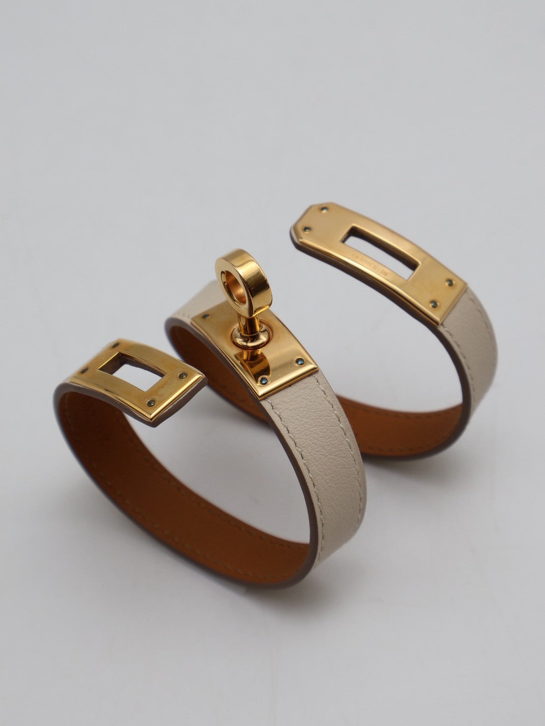 HERMES Mini Kelly雙圈手環 - T1 奶昔白金 T