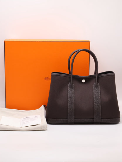 HERMES Garden Party 30 - Bai Brun T3 帆布棗棕色 G