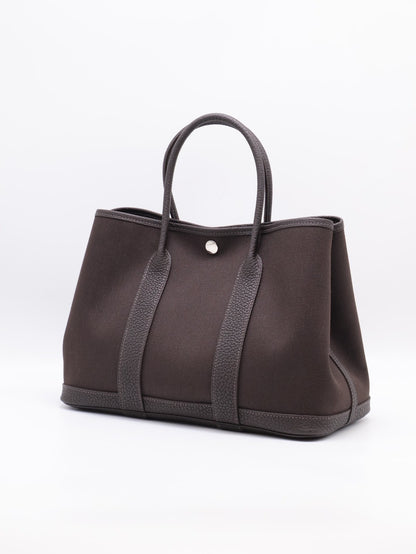 HERMES Garden Party 30 - Bai Brun T3 帆布棗棕色 G