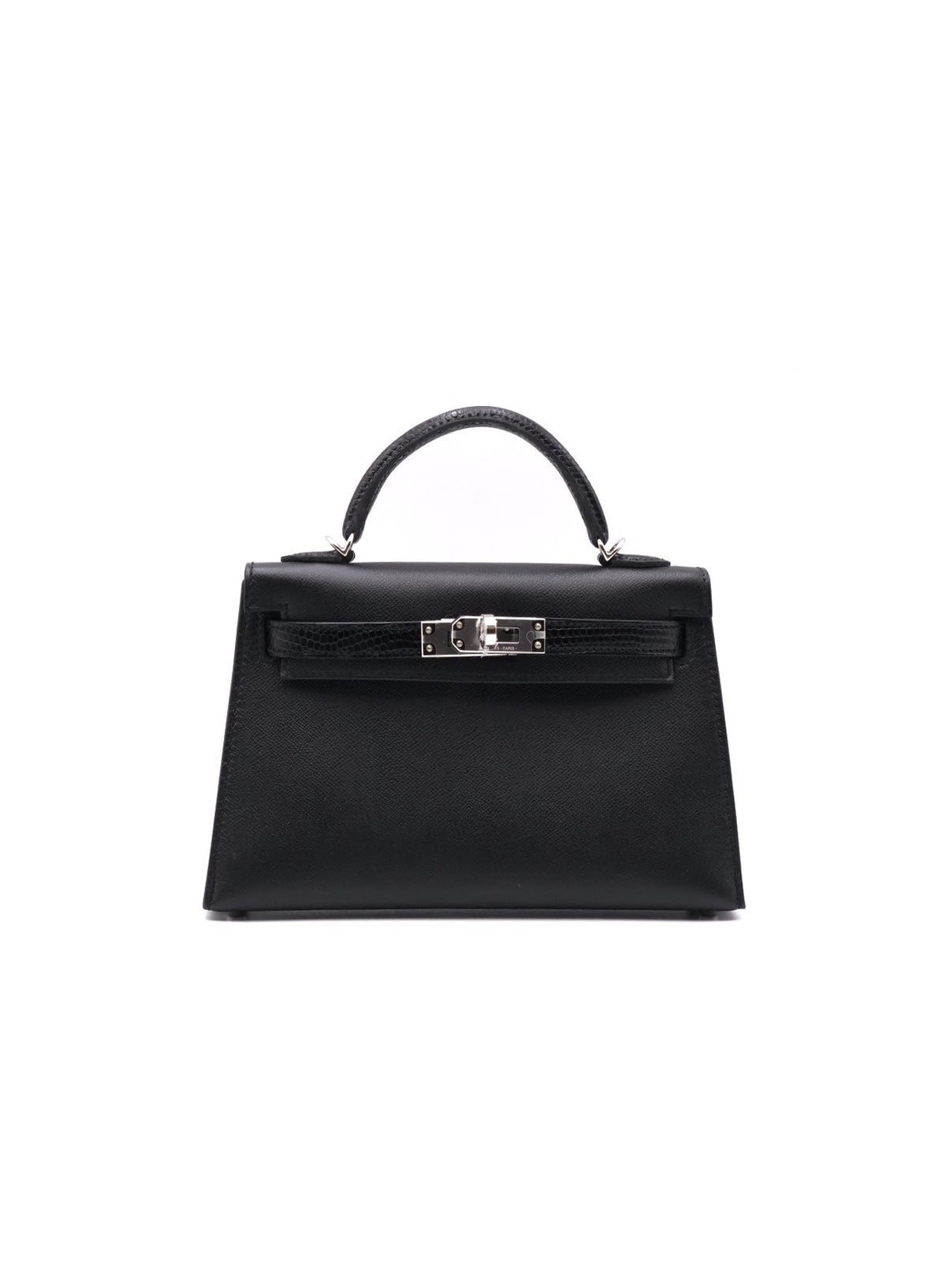 HERMES Mini Kelly ll Touch - Noir 89 蜥蜴拚皮黑銀
