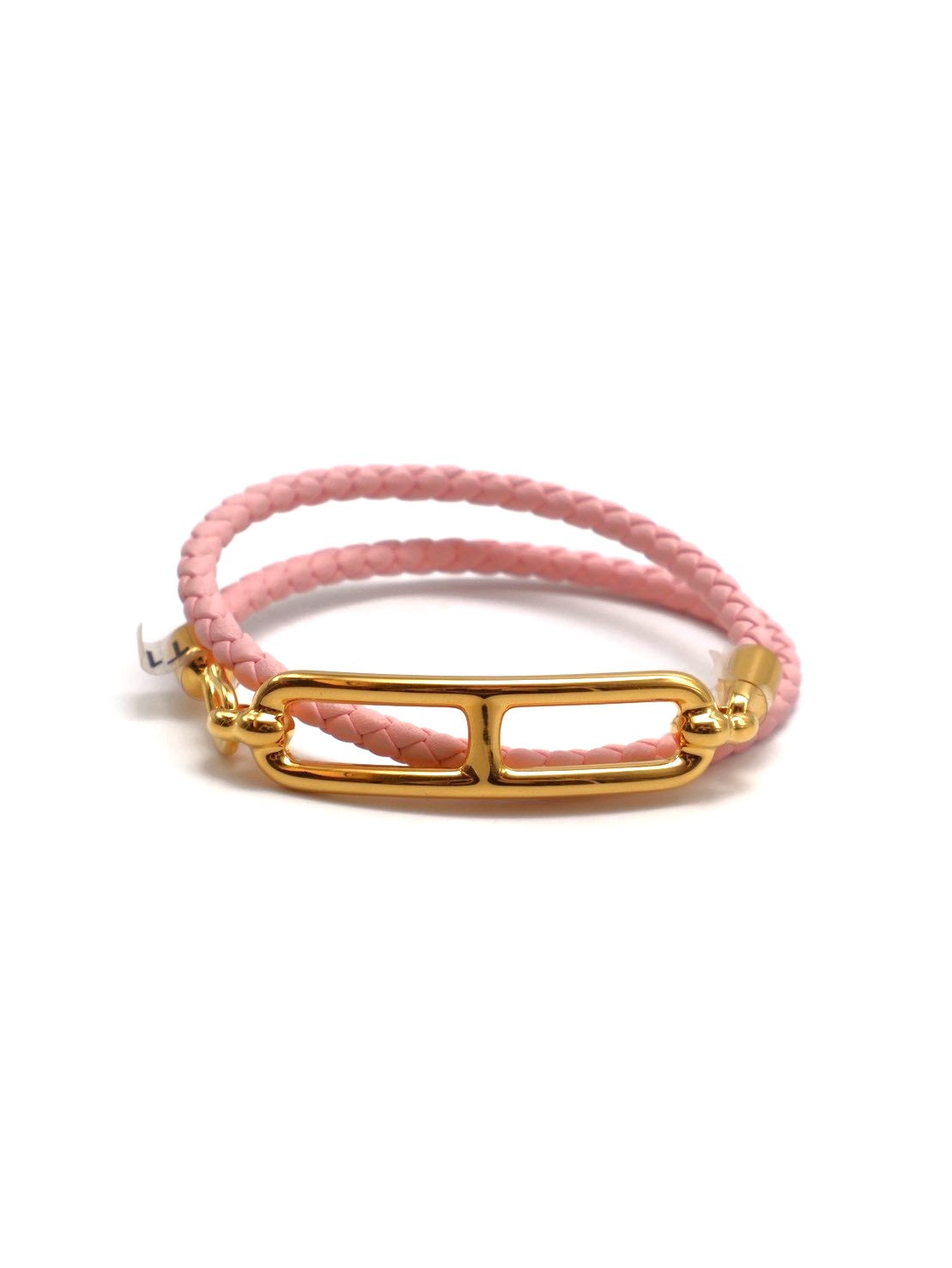 HERMES Roulis double tour雙圈小牛皮手環 - 櫻花粉金 XS