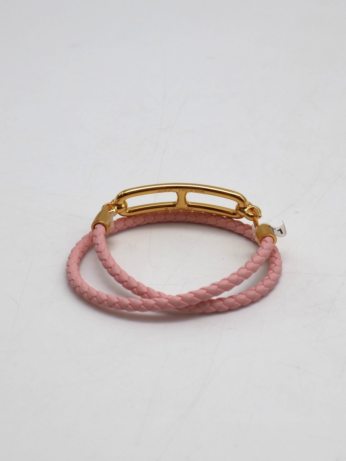 HERMES Roulis double tour雙圈小牛皮手環 - 櫻花粉金 XS