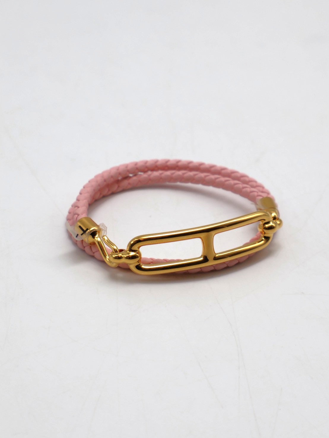 HERMES Roulis double tour雙圈小牛皮手環 - 櫻花粉金 XS