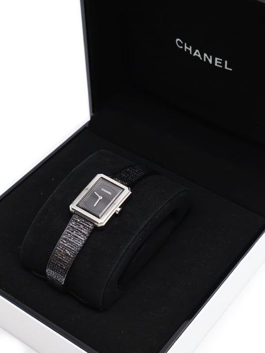 CHANEL Boy.friend tweed腕錶 - 黑銀
