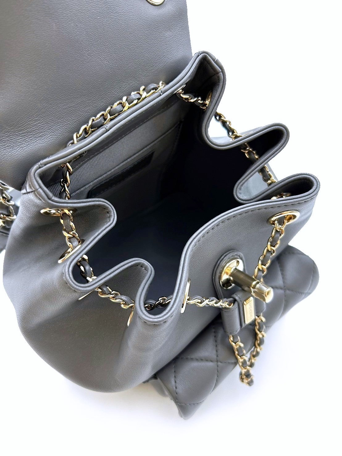 CHANEL Duma小羊皮後背包 - 小號灰