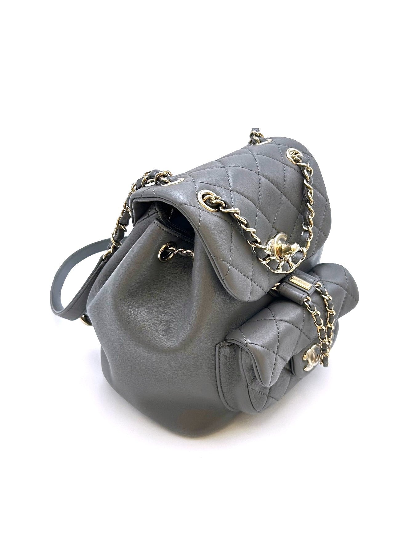 CHANEL Duma小羊皮後背包 - 小號灰