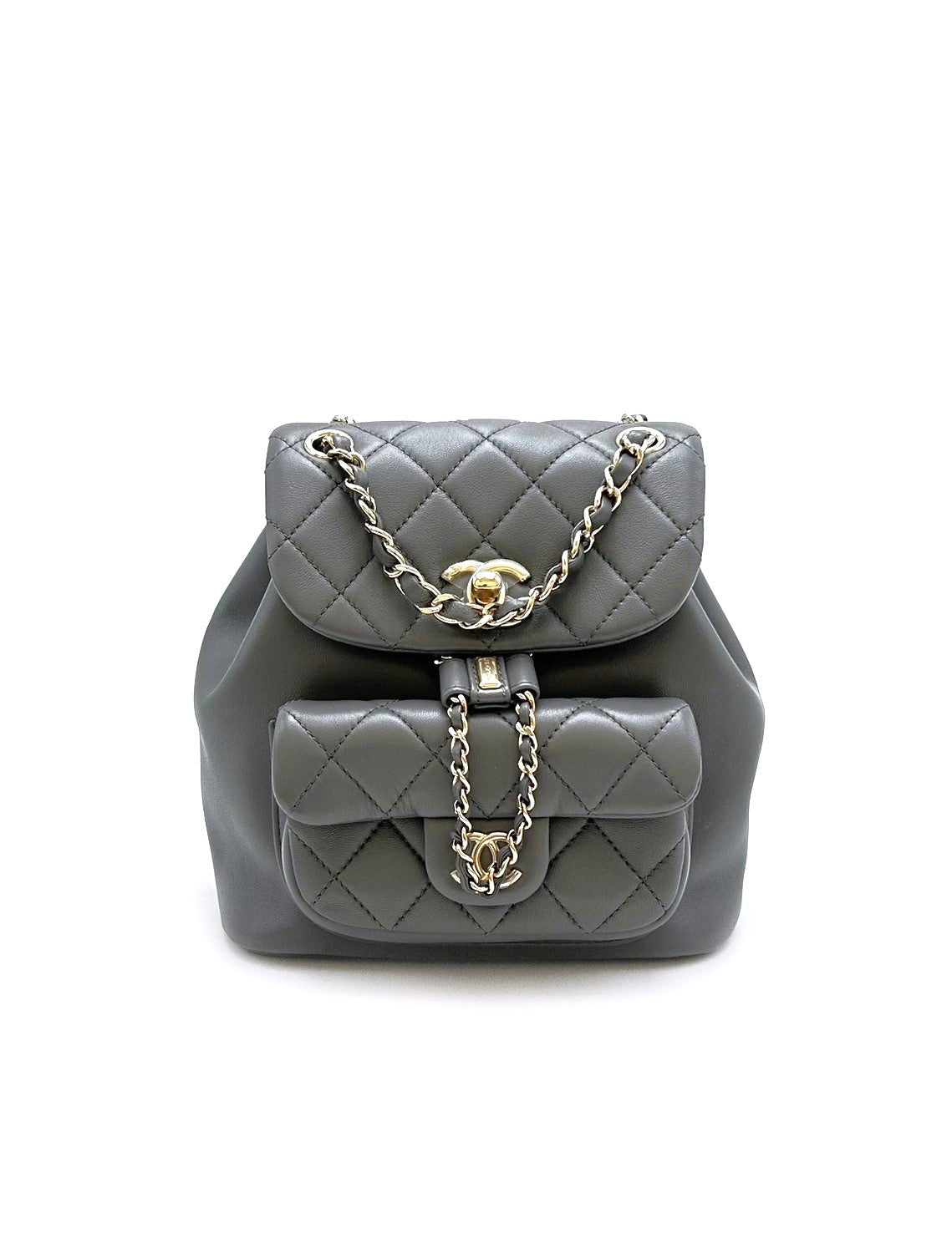 CHANEL Duma小羊皮後背包 - 小號灰