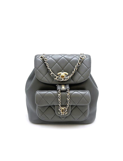 CHANEL Duma小羊皮後背包 - 小號灰