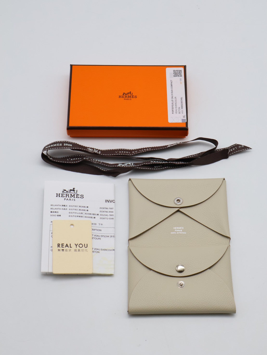 HERMES Calvi Duo - Beton 8L 冰川白 W