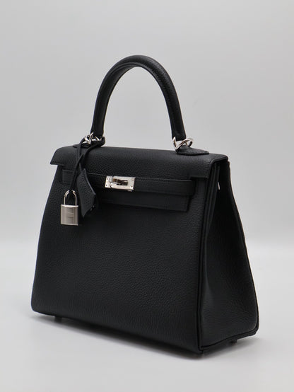 HERMES Kelly 25 - Noir 89 黑銀 G