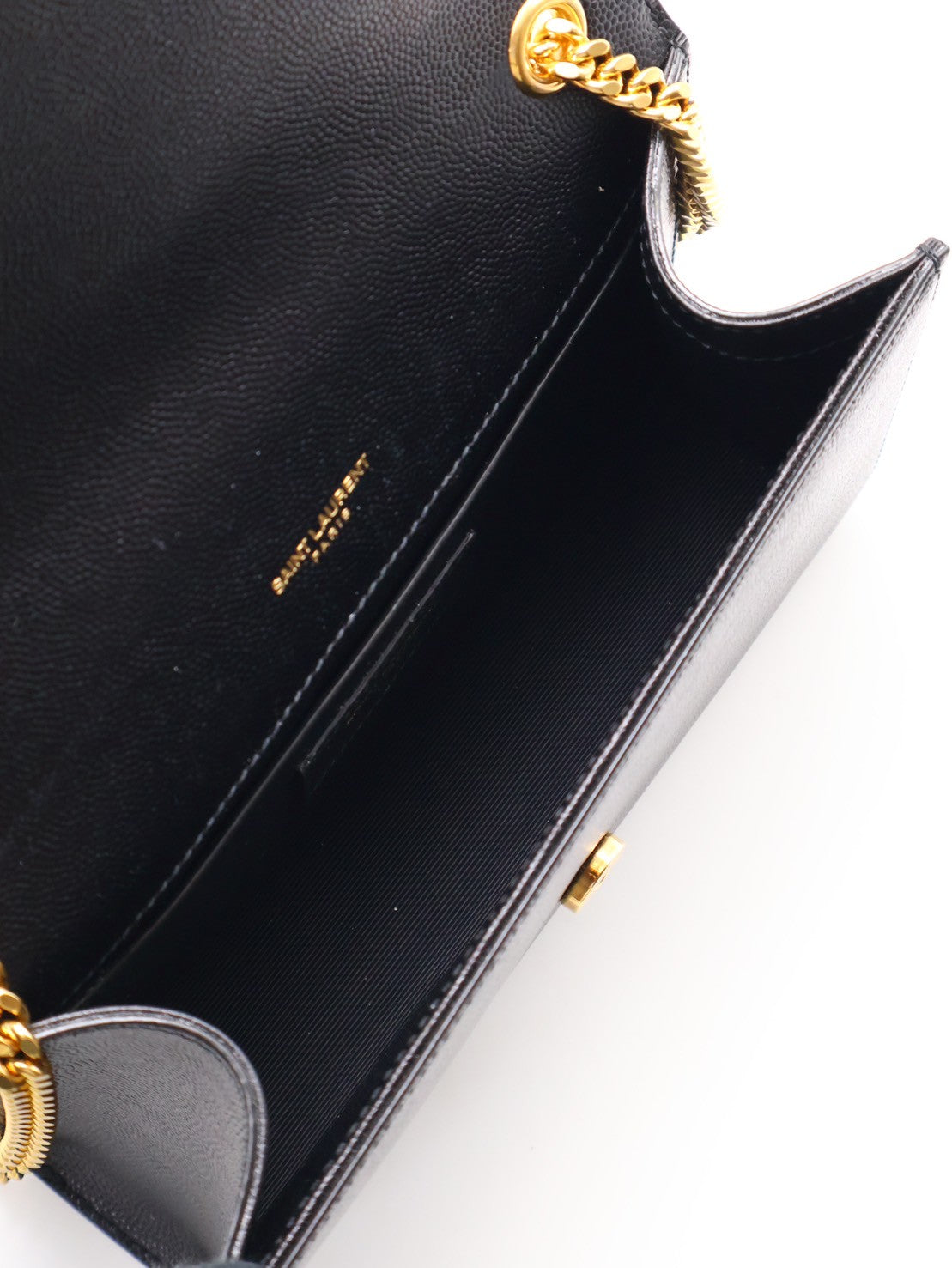 YSL Kate粒面牛皮斜背包 - 小號黑金