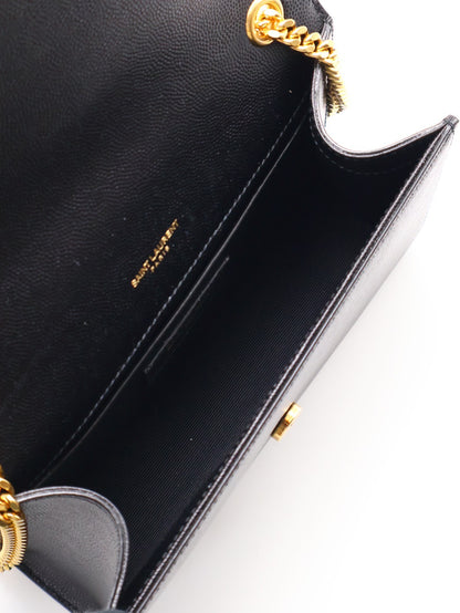 YSL Kate粒面牛皮斜背包 - 小號黑金