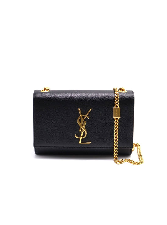 YSL Kate粒面牛皮斜背包 - 小號黑金