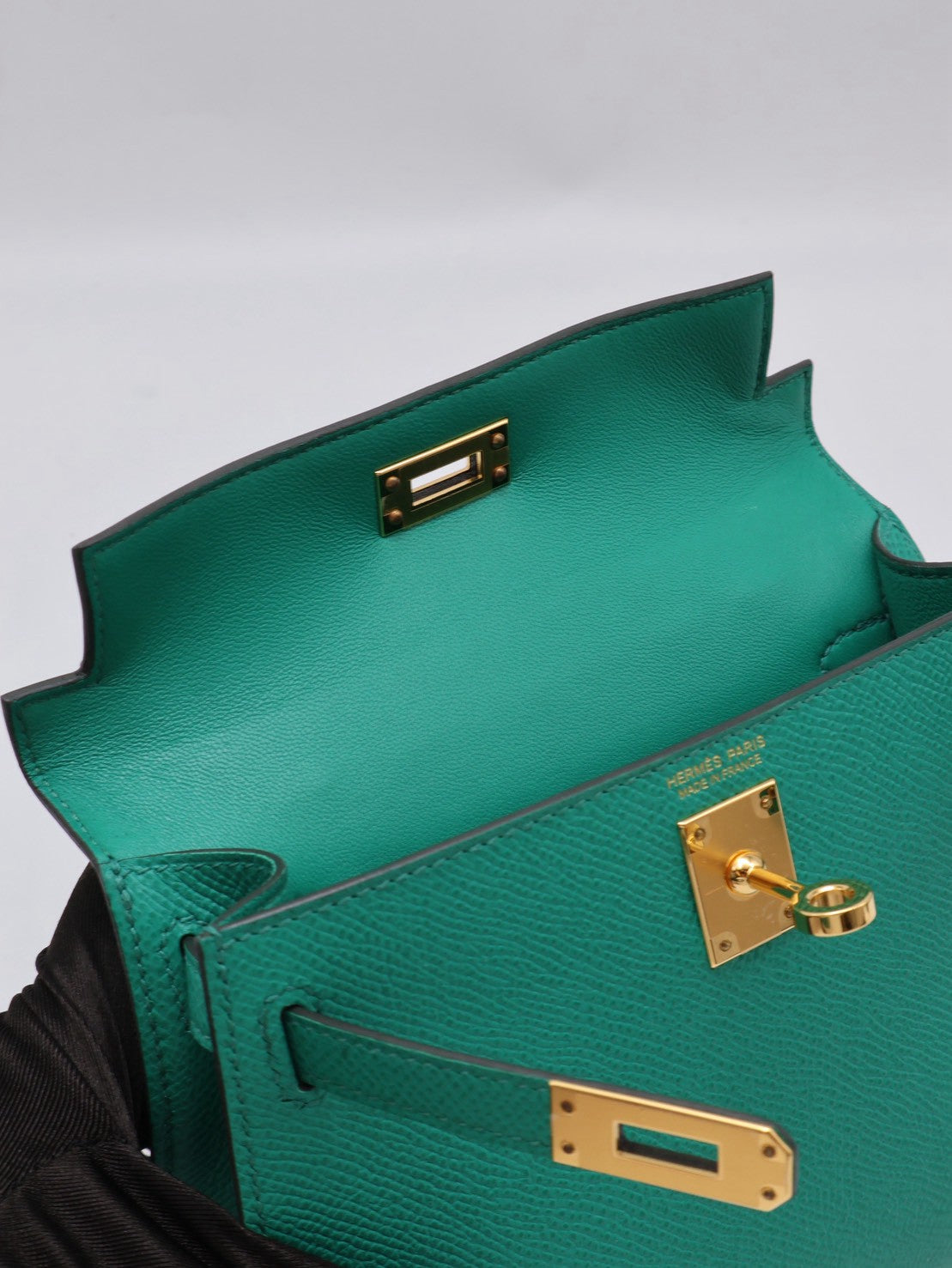 HERMES Mini Kelly ll - Vert Vertigo U4 絲絨綠金 Z