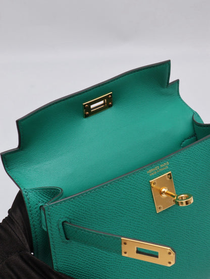 HERMES Mini Kelly ll - Vert Vertigo U4 絲絨綠金 Z