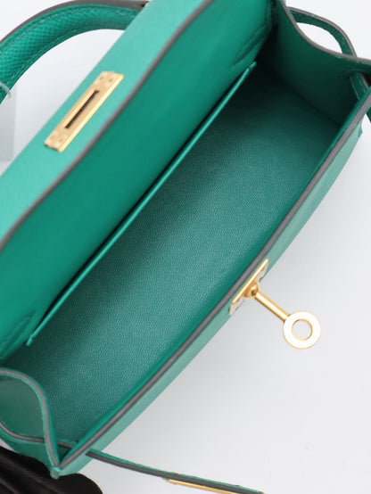 HERMES Mini Kelly ll - Vert Vertigo U4 絲絨綠金 Z