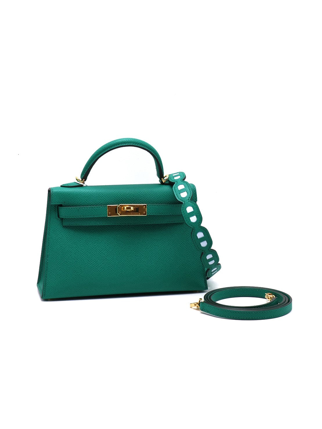 HERMES Mini Kelly ll - Vert Vertigo U4 絲絨綠金 Z