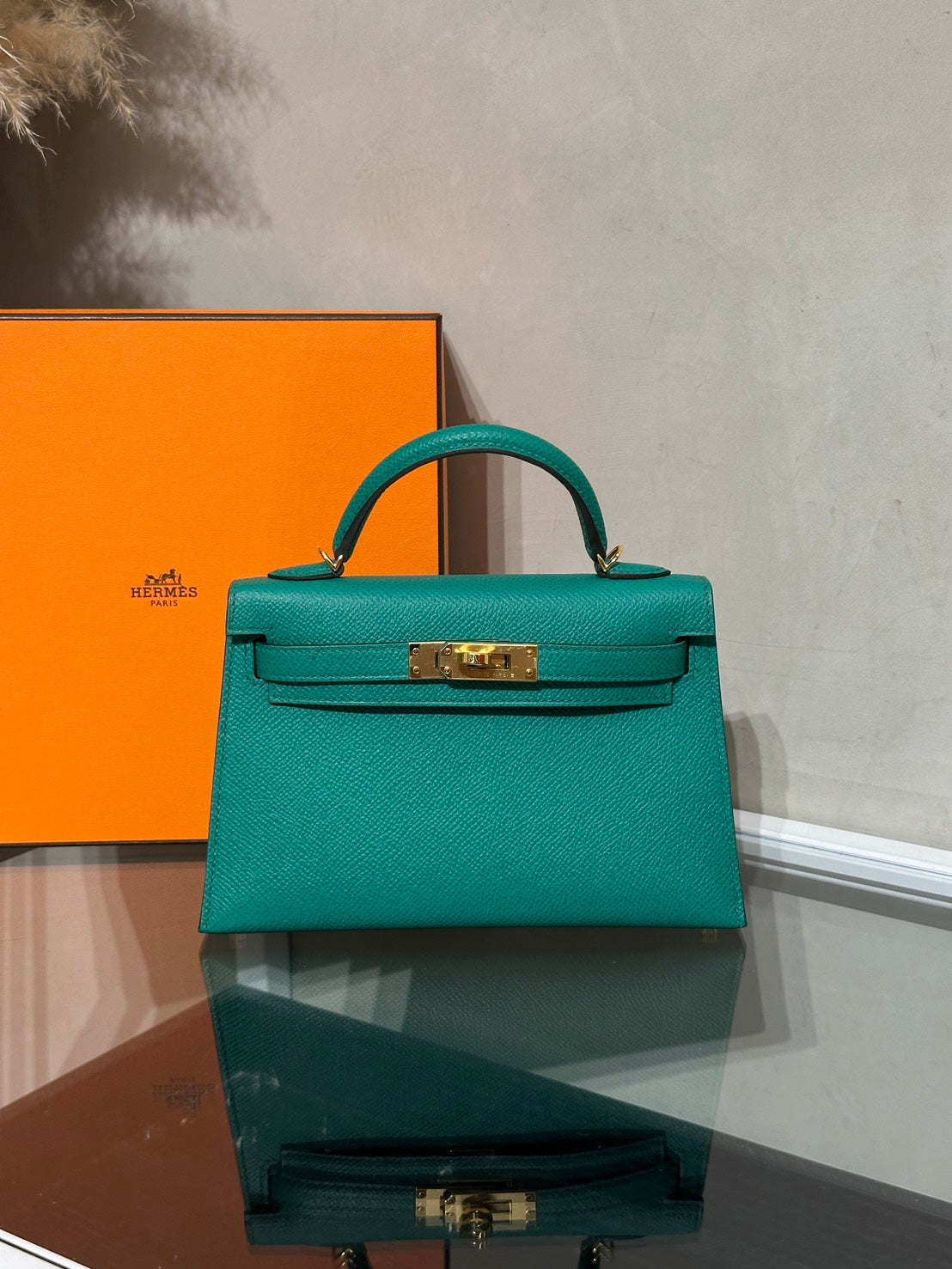 HERMES Mini Kelly ll - Vert Vertigo U4 絲絨綠金 Z