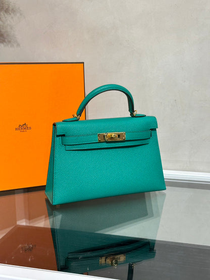 HERMES Mini Kelly ll - Vert Vertigo U4 絲絨綠金 Z